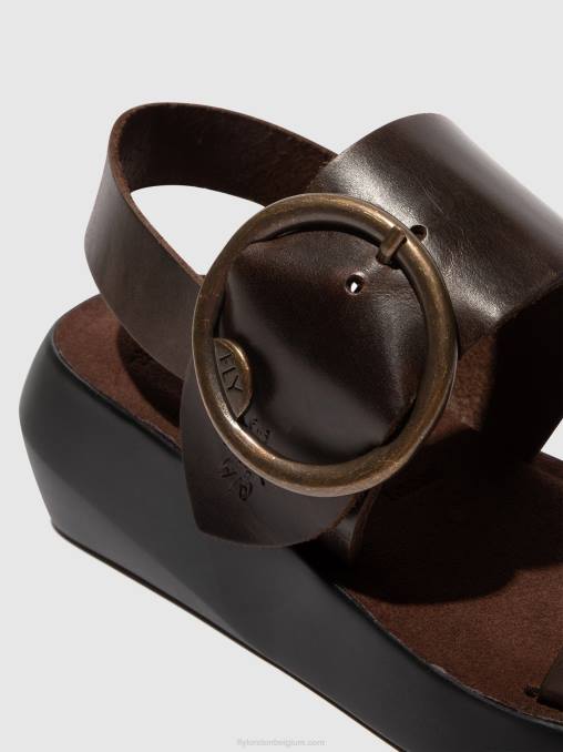 donker bruin Fly London vrouwen slingback sandalen bani739 V2B0468
