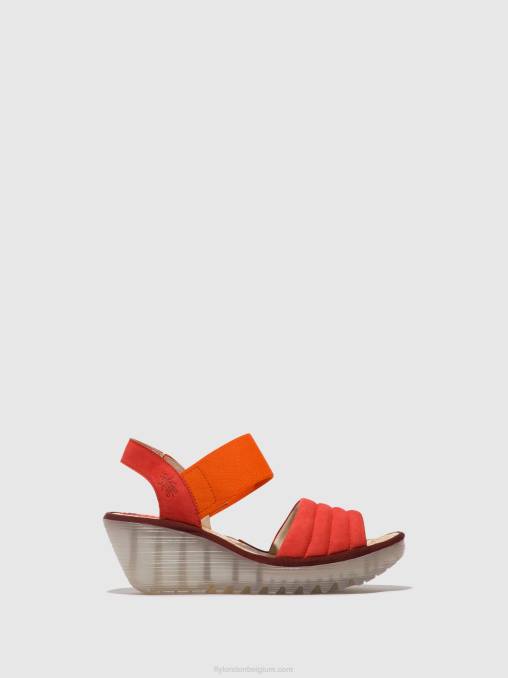 duivel rood Fly London vrouwen sling-back sandalen yiko414 V2B0434