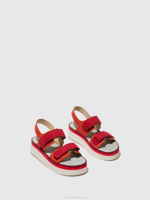 duivelsrood/lippenstift rood Fly London vrouwen slingback sandalen cori377 V2B0577