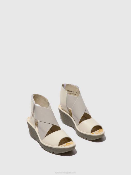 gebroken wit Fly London vrouwen gekruiste sandalen yuba385 V2B0558