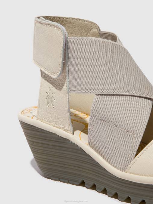 gebroken wit Fly London vrouwen gekruiste sandalen yuba385 V2B0558