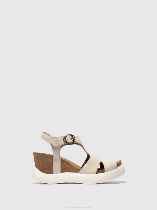 gebroken wit Fly London vrouwen sandalen met gesp gova962 V2B0494