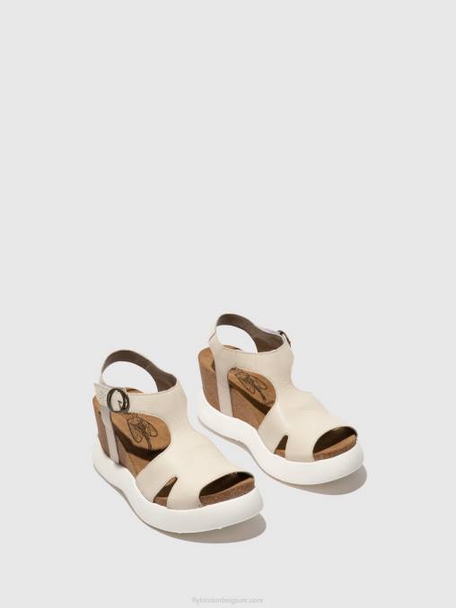 gebroken wit Fly London vrouwen sandalen met gesp gova962 V2B0494