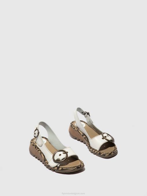 gebroken wit Fly London vrouwen sandalen met gesp tram723 V2B0614