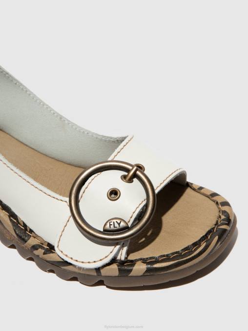 gebroken wit Fly London vrouwen sandalen met gesp tram723 V2B0614