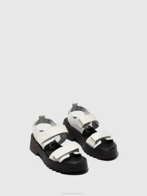 gebroken wit Fly London vrouwen sandalen met klittenband meka857 V2B0532