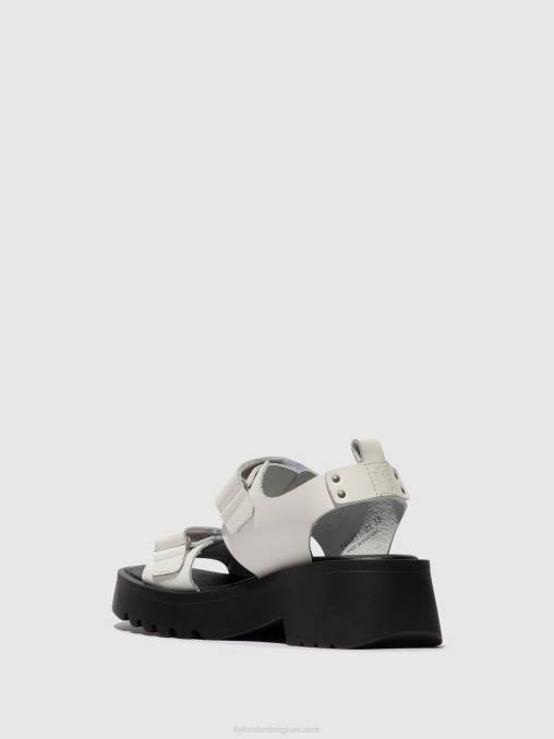 gebroken wit Fly London vrouwen sandalen met klittenband meka857 V2B0532