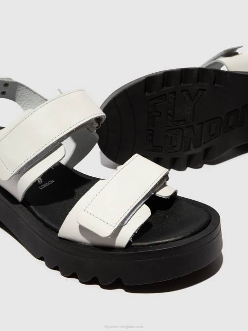 gebroken wit Fly London vrouwen sandalen met klittenband meka857 V2B0532