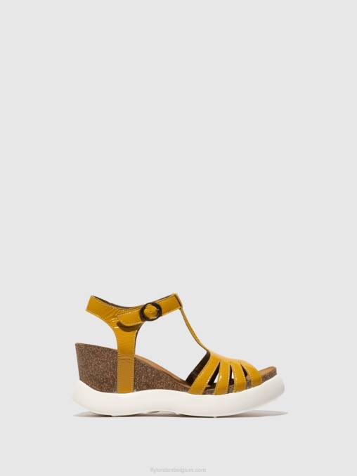 geel Fly London vrouwen Sandalen met t-bandje gait959 V2B0410