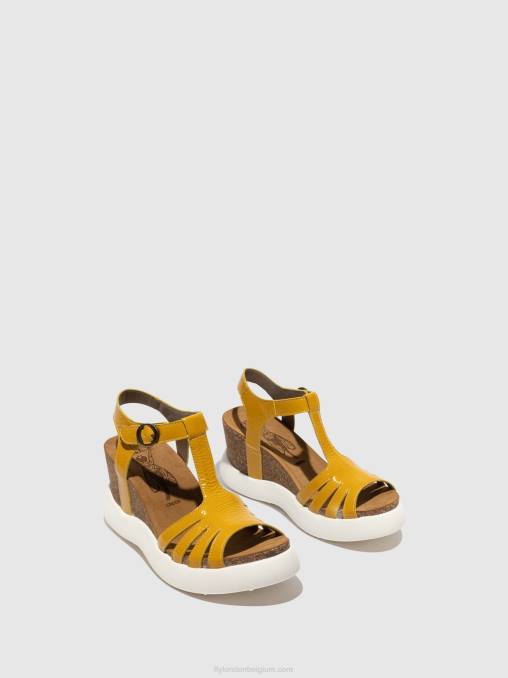 geel Fly London vrouwen Sandalen met t-bandje gait959 V2B0410