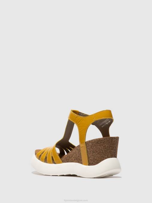 geel Fly London vrouwen Sandalen met t-bandje gait959 V2B0410