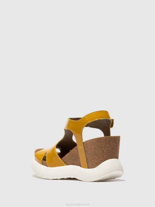 geel Fly London vrouwen sandalen met gesp gova962 V2B0496