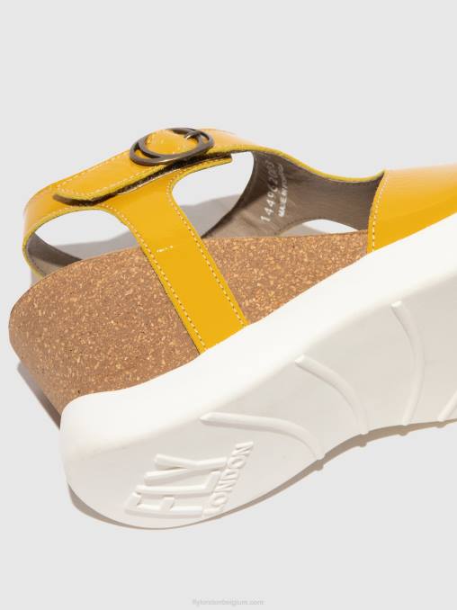 geel Fly London vrouwen sandalen met gesp gova962 V2B0496
