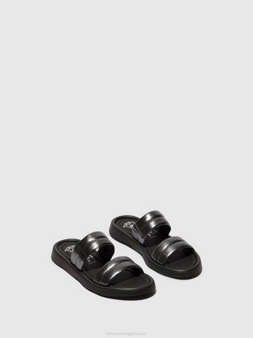 grafiet Fly London vrouwen platte sandalen toha942 V2B0474