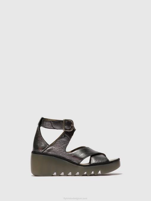 grafiet Fly London vrouwen sandalen met gesp byre410 V2B0503