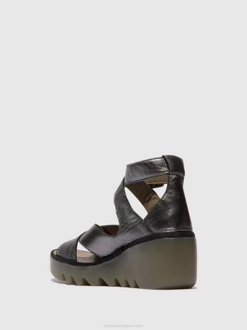 grafiet Fly London vrouwen sandalen met gesp byre410 V2B0503