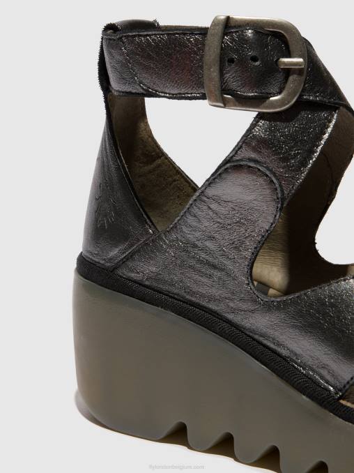 grafiet Fly London vrouwen sandalen met gesp byre410 V2B0503