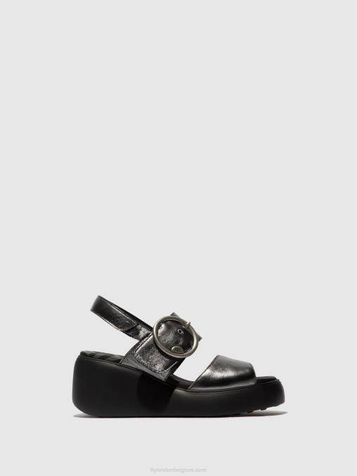 grafiet Fly London vrouwen slingback sandalen digo939 V2B0455