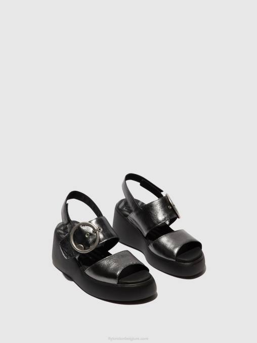 grafiet Fly London vrouwen slingback sandalen digo939 V2B0455