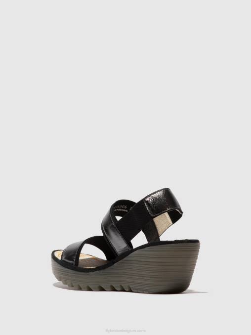 grafiet Fly London vrouwen slingback sandalen yaco416 V2B0441