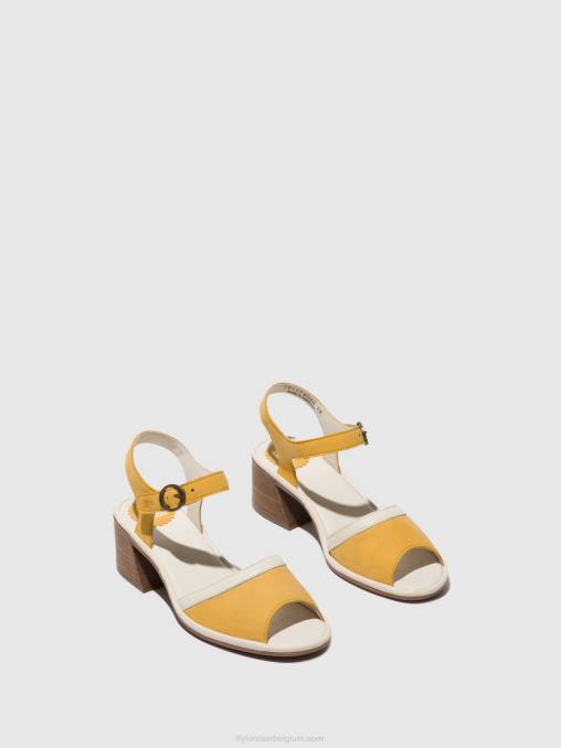 hommel/gebroken wit Fly London vrouwen sandalen met enkelbandje lea374 V2B0568
