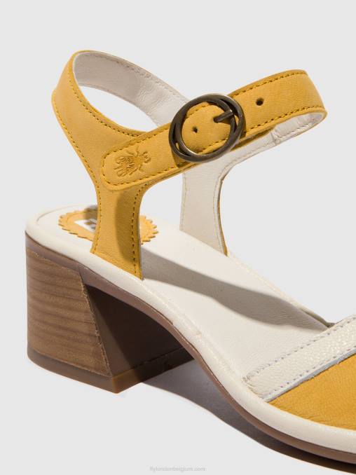 hommel/gebroken wit Fly London vrouwen sandalen met enkelbandje lea374 V2B0568