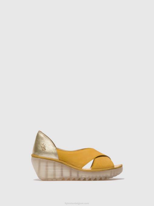 hommel/goud Fly London vrouwen gekruiste sandalen yoma307 V2B0490