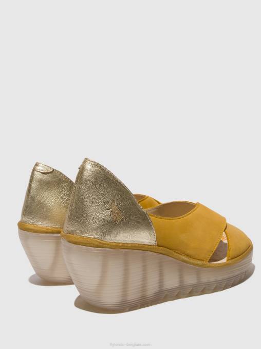 hommel/goud Fly London vrouwen gekruiste sandalen yoma307 V2B0490