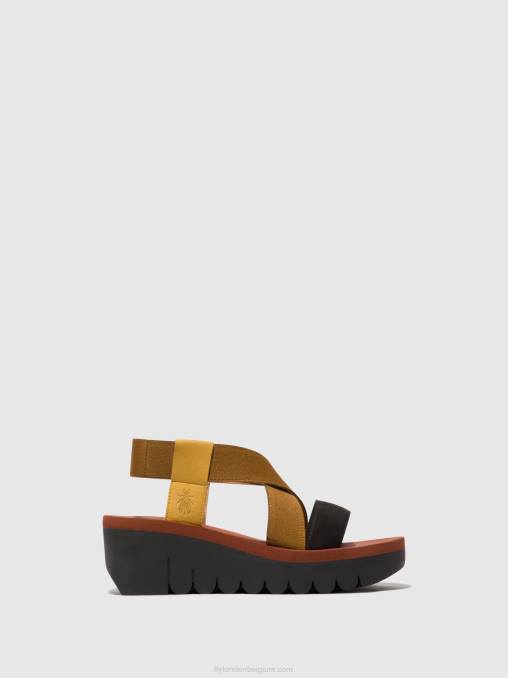 hommel/kameel/zwart Fly London vrouwen sling-back sandalen yabi922 V2B0446