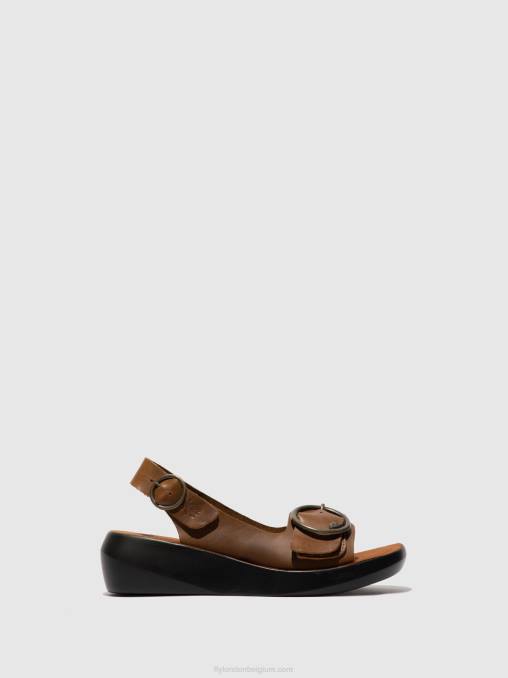 hoofdstel kameel Fly London vrouwen slingback sandalen berk754 V2B0602