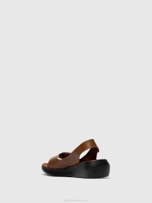 hoofdstel kameel Fly London vrouwen slingback sandalen berk754 V2B0602