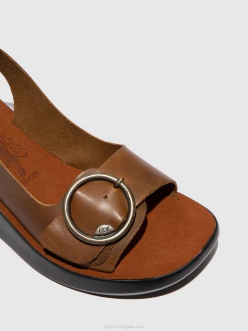 hoofdstel kameel Fly London vrouwen slingback sandalen berk754 V2B0602