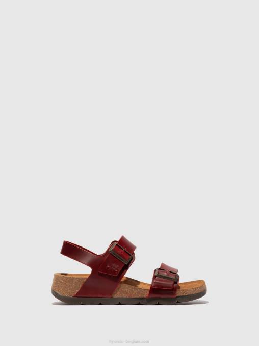 hoofdstel rood Fly London vrouwen sandalen met gesp ceke722 V2B0606