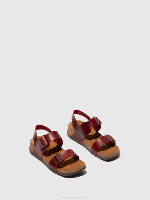 hoofdstel rood Fly London vrouwen sandalen met gesp ceke722 V2B0606