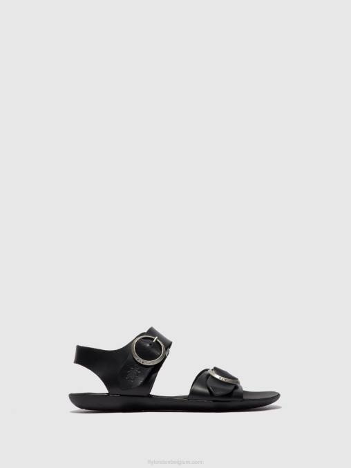 hoofdstel zwart Fly London vrouwen sandalen met gesp masa757 V2B0608