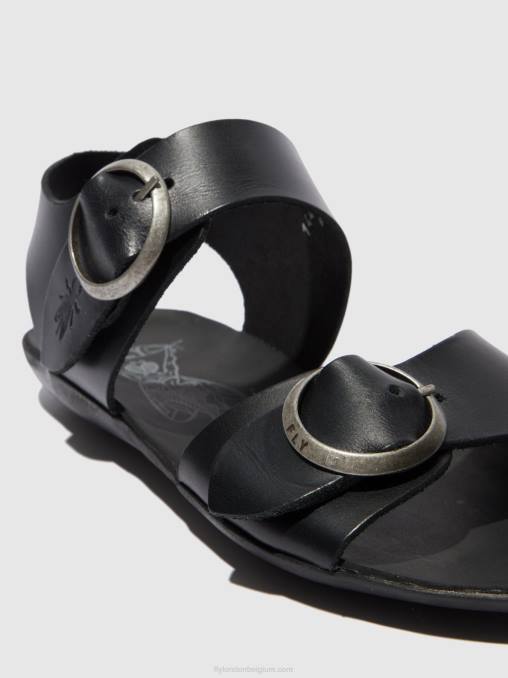 hoofdstel zwart Fly London vrouwen sandalen met gesp masa757 V2B0608