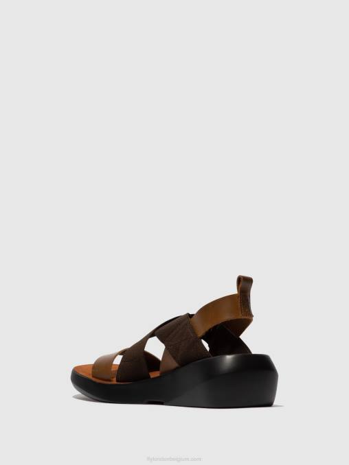 kameel Fly London vrouwen gekruiste sandalen baji848 V2B0594