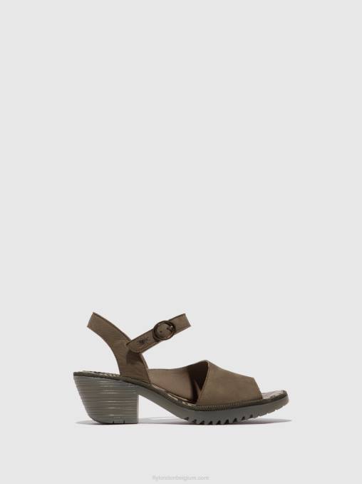 khaki Fly London vrouwen slingback sandalen wely439 V2B0443