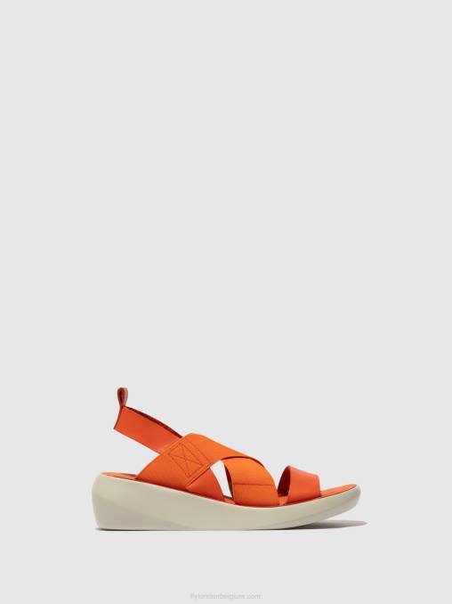 koraal Fly London vrouwen gekruiste sandalen baji848 V2B0590