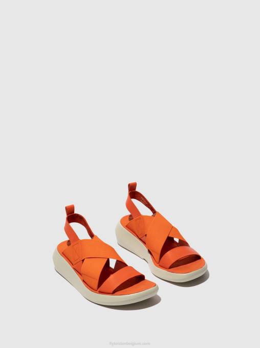 koraal Fly London vrouwen gekruiste sandalen baji848 V2B0590