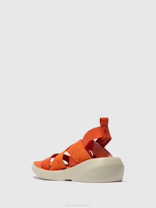 koraal Fly London vrouwen gekruiste sandalen baji848 V2B0590
