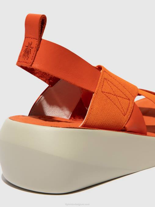 koraal Fly London vrouwen gekruiste sandalen baji848 V2B0590
