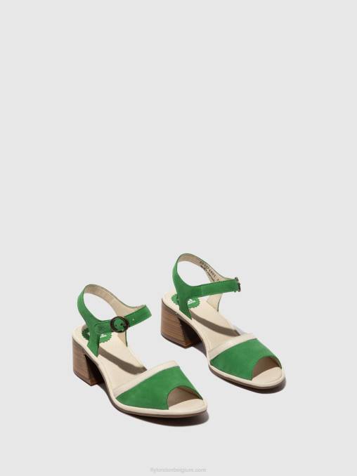 lichtgroen/gebroken wit Fly London vrouwen sandalen met enkelbandje lea374 V2B0569