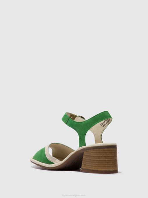 lichtgroen/gebroken wit Fly London vrouwen sandalen met enkelbandje lea374 V2B0569