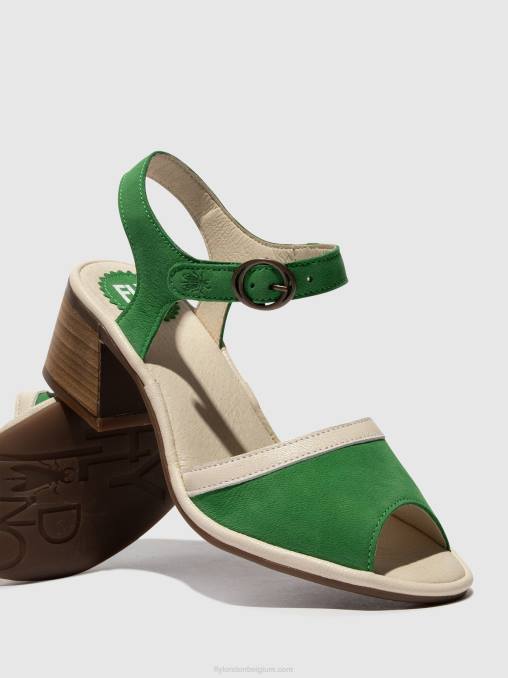 lichtgroen/gebroken wit Fly London vrouwen sandalen met enkelbandje lea374 V2B0569
