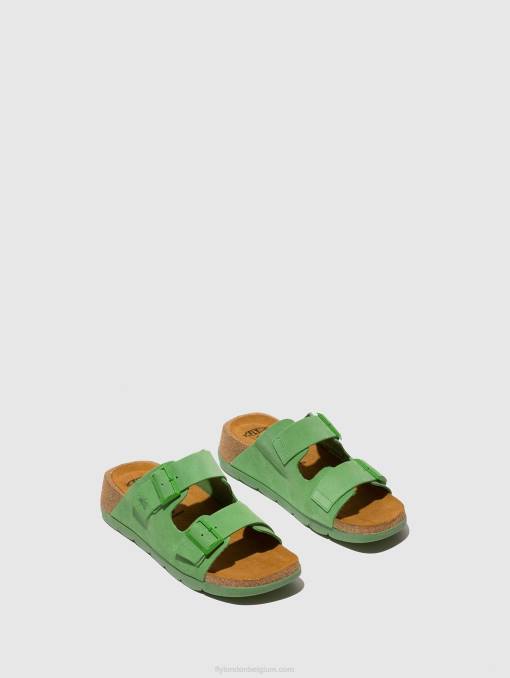 limoen groen Fly London vrouwen sandalen met gesp caja721 V2B0527