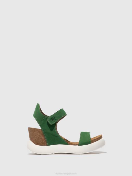 limoen groen Fly London vrouwen sandalen met klittenband gogo967 V2B0399