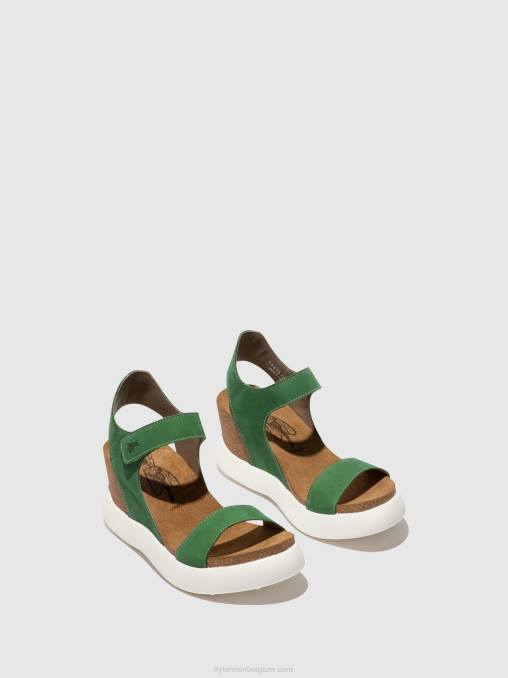 limoen groen Fly London vrouwen sandalen met klittenband gogo967 V2B0399