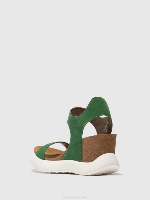 limoen groen Fly London vrouwen sandalen met klittenband gogo967 V2B0399