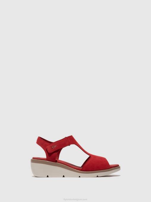 lippenstift rood Fly London vrouwen Sandalen met t-bandje nova932 V2B0403